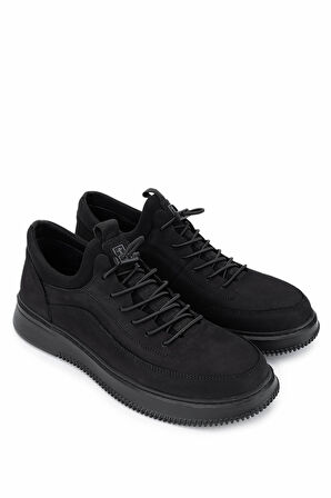 Tamer Tanca Erkek Hakiki Deri Siyah Nubuk Sneakers & Spor Ayakkabı 298 9169-F412 ERK AYK Y25 SIYAH NBK