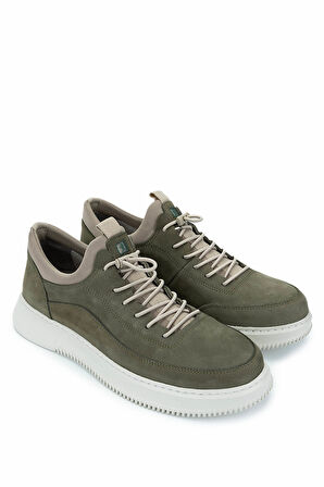 Tamer Tanca Erkek Hakiki Deri Yeşil Nubuk Sneakers & Spor Ayakkabı 298 9169-F412 ERK AYK Y25 OLIVE DANTE