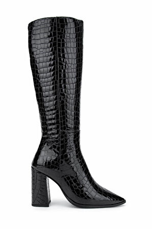 Tamer Tanca Kadın Hakiki Deri Siyah Kroko Casual Çizme 33 409-1 BN CZM SK24-25 SIYAH KROKO