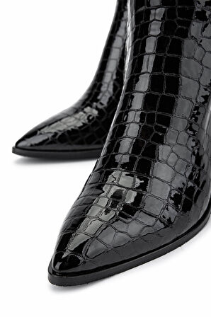 Tamer Tanca Kadın Hakiki Deri Siyah Kroko Casual Çizme 33 409-1 BN CZM SK24-25 SIYAH KROKO