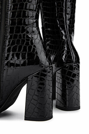 Tamer Tanca Kadın Hakiki Deri Siyah Kroko Casual Çizme 33 409-1 BN CZM SK24-25 SIYAH KROKO
