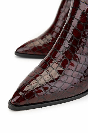 Tamer Tanca Kadın Hakiki Deri Bordo Casual Çizme 33 409-1 BN CZM SK24-25 BORDO KROKO