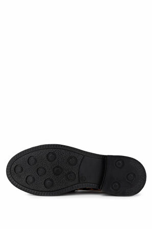 Tamer Tanca Kadın Vegan Leopar/Siyah Loafer Ayakkabı 817 1001 BN AYK SK24-25 LEOPAR/SYH CILT