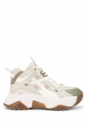 Tamer Tanca Kadın Vegan Nude/Haki Sneakers & Spor Bot 936 6580 BN BOT SK24-25 NUDE/HAKI