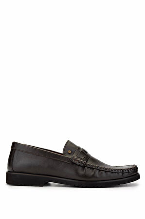 Tamer Tanca Erkek Hakiki Deri Kahverengi Loafer Ayakkabı 478 B1302 ERK AYK SK24-25 KAHVE DR