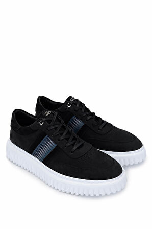 Tamer Tanca Erkek Hakiki Deri Siyah Nubuk Sneakers & Spor Ayakkabı 352 22303 ERK AYK Y25 SIYAH NBK