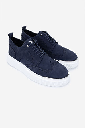 Valmenti Erkek Hakiki Deri Lacivert Nubuk Sneakers & Spor Ayakkabı 352 22284 ERK AYK Y25 LACI NBK