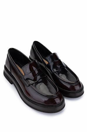 Tamer Tanca Erkek Hakiki Deri Bordo Loafer Ayakkabı 1068 9001 ERK AYK SK24-25 BORDO ACMA
