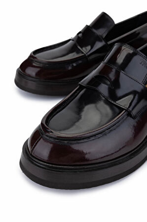 Tamer Tanca Erkek Hakiki Deri Bordo Loafer Ayakkabı 1068 9001 ERK AYK SK24-25 BORDO ACMA