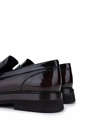 Tamer Tanca Erkek Hakiki Deri Bordo Loafer Ayakkabı 1068 9001 ERK AYK SK24-25 BORDO ACMA