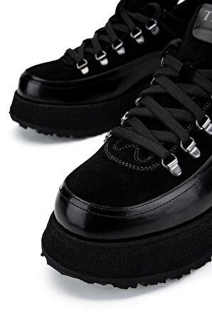 Tamer Tanca Erkek Hakiki Deri Siyah Süet Sneakers & Spor Ayakkabı 1068 1101 ERK AYK SK24-25 SYH SUET/DR
