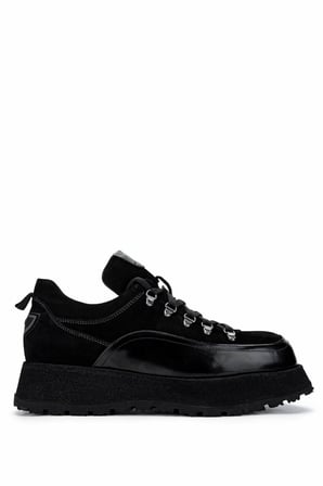 Tamer Tanca Erkek Hakiki Deri Siyah Süet Sneakers & Spor Ayakkabı 1068 1101 ERK AYK SK24-25 SYH SUET/DR