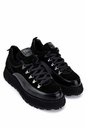 Tamer Tanca Erkek Hakiki Deri Siyah Süet Sneakers & Spor Ayakkabı 1068 1101 ERK AYK SK24-25 SYH SUET/DR