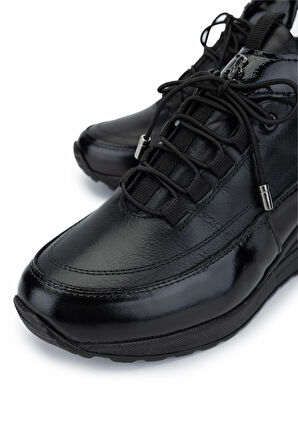 Tamer Tanca Kadın Hakiki Deri Siyah Rugan Casual Ayakkabı 599 0127-401 BN AYK SK24-25 SYH RGN/SYH DR