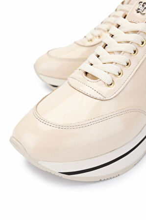 Tamer Tanca Kadın Hakiki Deri Bej Rugan Sneakers & Spor Ayakkabı 923 1200 BN AYK Y25 BEJ RGN