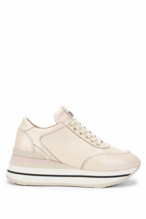 Tamer Tanca Kadın Hakiki Deri Bej Rugan Sneakers & Spor Ayakkabı 923 1200 BN AYK Y25 BEJ RGN