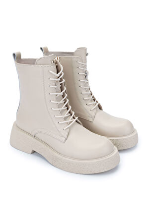 Tamer Tanca Kadın Hakiki Deri Bej Casual Bot 945 4322 BN BOT SK24-25 BEJ DR