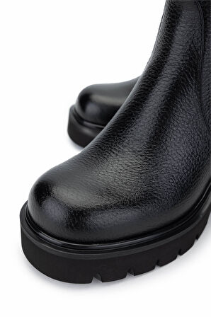 Tamer Tanca Kadın Hakiki Deri Siyah Floter Casual Bot 33 52000 BN BOT SK24-25 SIYAH FLTR