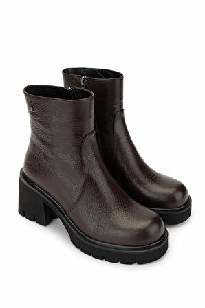 Tamer Tanca Kadın Hakiki Deri Kahverengi Casual Bot 33 52000 BN BOT SK24-25 KAHVE FLTR