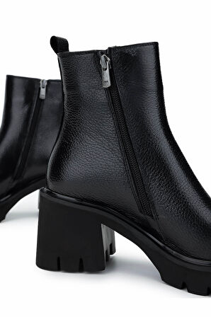 Tamer Tanca Kadın Hakiki Deri Siyah Floter Casual Bot 33 52002 BN BOT SK24-25 SIYAH FLTR