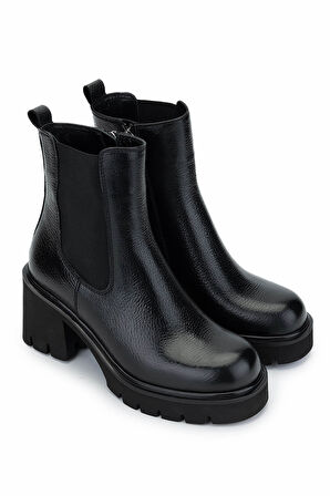 Tamer Tanca Kadın Hakiki Deri Siyah Floter Casual Bot 33 52002 BN BOT SK24-25 SIYAH FLTR