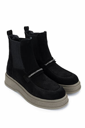 Tamer Tanca Kadın Hakiki Deri Siyah Süet Casual Bot 231 1291 BN BOT SK24-25 SIYAH SUET