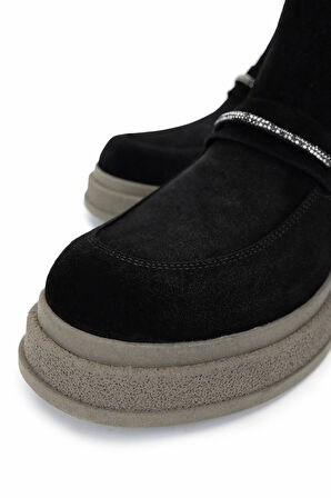 Tamer Tanca Kadın Hakiki Deri Siyah Süet Casual Bot 231 1291 BN BOT SK24-25 SIYAH SUET