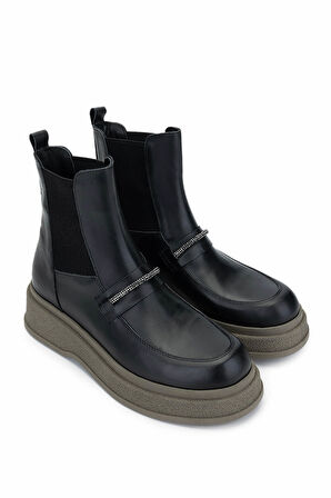 Tamer Tanca Kadın Hakiki Deri Siyah Deri Casual Bot 231 1291 BN BOT SK24-25 SIYAH DR