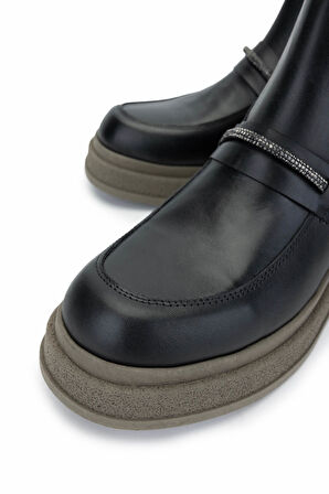 Tamer Tanca Kadın Hakiki Deri Siyah Deri Casual Bot 231 1291 BN BOT SK24-25 SIYAH DR