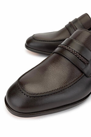 Tamer Tanca Erkek Hakiki Deri Kahverengi Klasik Ayakkabı 214 040907 ERK AYK Y25 KAHVE DR