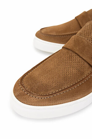 Tamer Tanca Erkek Hakiki Deri Taba Süet Loafer Ayakkabı 1100 B349-18 ERK AYK Y25 TABACCO SUET