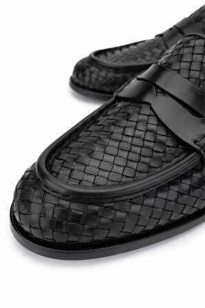 Tamer Tanca Erkek Hakiki Deri Siyah Loafer Ayakkabı 99 55713 ERK AYK Y25 SIYAH ORGU