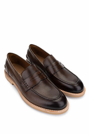 Tamer Tanca Erkek Hakiki Deri Ceviz Loafer Ayakkabı 537 3666 ERK AYK Y25 CEVIZ ALK