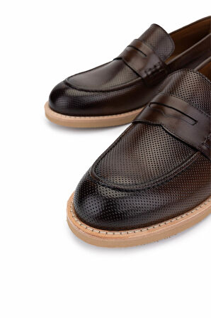 Tamer Tanca Erkek Hakiki Deri Ceviz Loafer Ayakkabı 537 3666 ERK AYK Y25 CEVIZ ALK