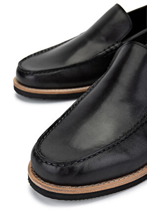 Tamer Tanca Erkek Hakiki Deri Siyah Loafer Ayakkabı 537 3667 ERK AYK Y25 SIYAH ALK