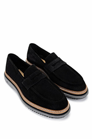 Tamer Tanca Erkek Hakiki Deri Siyah Süet Loafer Ayakkabı 537 3670 ERK AYK Y25 SIYAH SUET