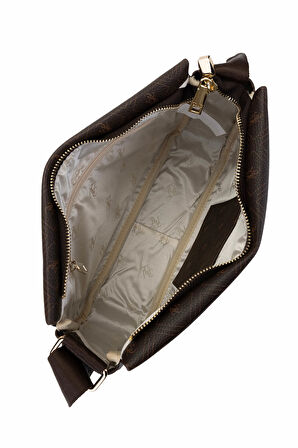 Tamer Tanca Kadın Vegan Kahverengi Desen Omuz Çanta 743 2323 BN CANTA SK24-25 KAHVE GFRJ