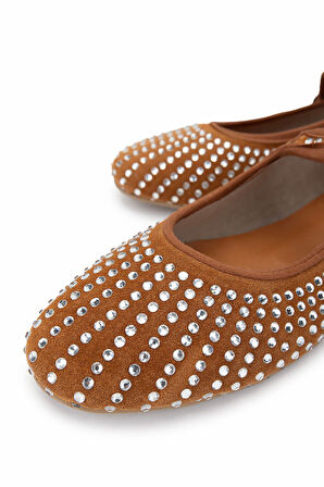 Tamer Tanca Kadın Hakiki Deri Taba Süet Babet Ayakkabı 970 7988 BN AYK 25 TABA SUET