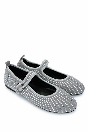 Tamer Tanca Kadın Hakiki Deri Gri Babet Ayakkabı 970 7988 BN AYK 25 GRI SUET