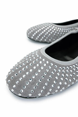 Tamer Tanca Kadın Hakiki Deri Gri Babet Ayakkabı 970 7988 BN AYK 25 GRI SUET