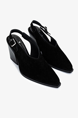 Valmenti Kadın Hakiki Deri Siyah Süet Topuklu Ayakkabı 970 8040 BN AYK 25 SIYAH SUET