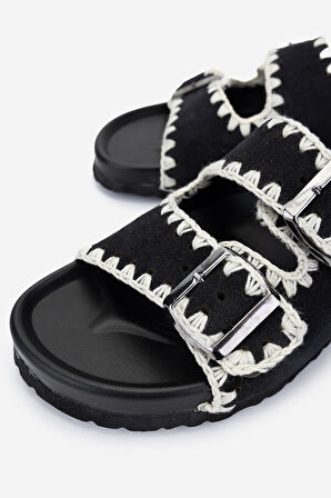 Valmenti Kadın Hakiki Deri Siyah Süet Düz Terlik 970 7900 BN TRLK 25 SIYAH SUET