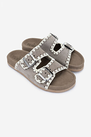 Valmenti Kadın Hakiki Deri Vizon Süet Düz Terlik 970 7900 BN TRLK 25 VIZON SUET