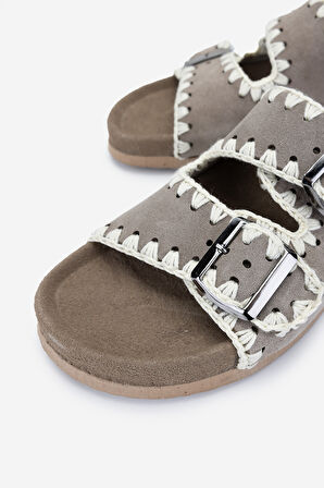 Valmenti Kadın Hakiki Deri Vizon Süet Düz Terlik 970 7900 BN TRLK 25 VIZON SUET