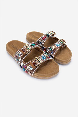 Valmenti Kadın Hakiki Deri Kahverengi Düz Terlik 970 8028 BN TRLK 25 KAHVE