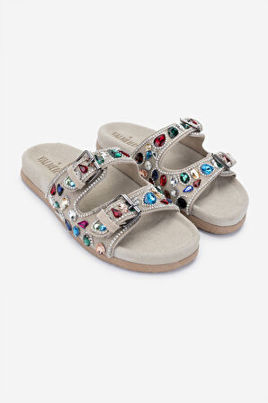 Valmenti Kadın Hakiki Deri Bej Düz Terlik 970 8028 BN TRLK 25 A.BEJ