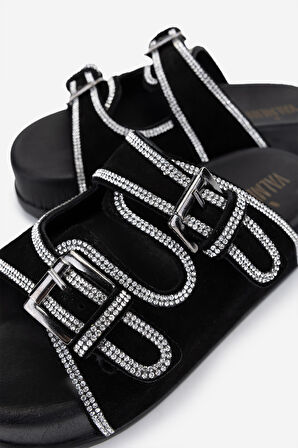 Valmenti Kadın Hakiki Deri Siyah Süet Düz Terlik 970 8144 BN TRLK 25 SIYAH SUET