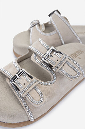 Valmenti Kadın Hakiki Deri Taş Süet Düz Terlik 970 8144 BN TRLK 25 TAS SUET