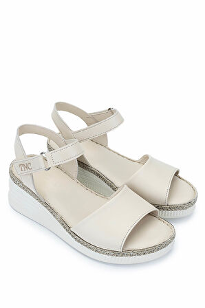 Tamer Tanca Kadın Hakiki Deri Bej Comfort Sandalet 1107 108 BN SNDLT Y25 BEJ DR