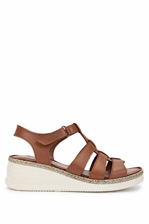 Tamer Tanca Kadın Hakiki Deri Taba Comfort Sandalet 1107 103 BN SNDLT Y25 K.TABA DR